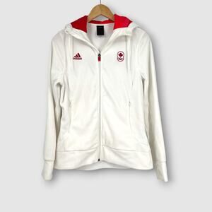 Adidas Team Canada Olympic Zip Hoodie White Red Full Zip Jacket Women’s Small